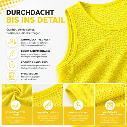 6x Leibchen Training gelb – Trainingsleibchen für Fußballtraining & Teamsport – Fußballtrikot für Erwachsene & Kinder, Basketball & Handball (6x Gelb Erwachsene)