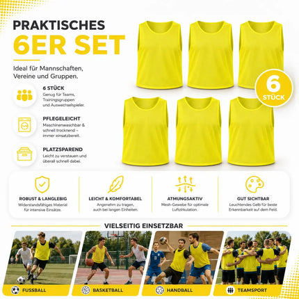 6x Leibchen Training gelb – Trainingsleibchen für Fußballtraining & Teamsport – Fußballtrikot für Erwachsene & Kinder, Basketball & Handball (6x Gelb Erwachsene)