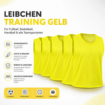 6x Leibchen Training gelb – Trainingsleibchen für Fußballtraining & Teamsport – Fußballtrikot für Erwachsene & Kinder, Basketball & Handball (6x Gelb Erwachsene)