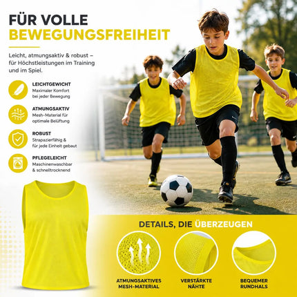 6x Leibchen Training gelb – Trainingsleibchen für Fußballtraining & Teamsport – Fußballtrikot für Erwachsene & Kinder, Basketball & Handball (6x Gelb Kinder)