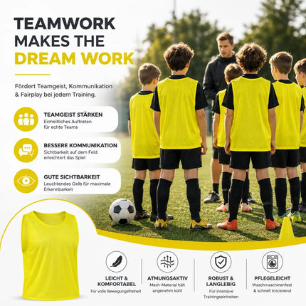 6x Leibchen Training gelb – Trainingsleibchen für Fußballtraining & Teamsport – Fußballtrikot für Erwachsene & Kinder, Basketball & Handball (6x Gelb Kinder)