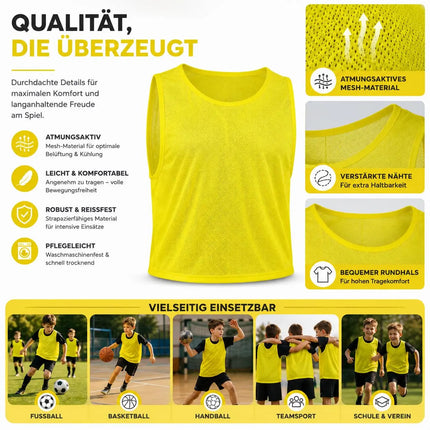 6x Leibchen Training gelb – Trainingsleibchen für Fußballtraining & Teamsport – Fußballtrikot für Erwachsene & Kinder, Basketball & Handball (6x Gelb Kinder)
