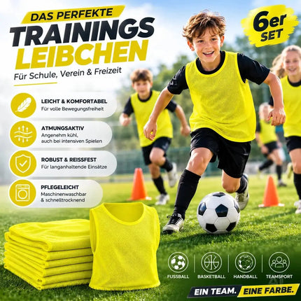 6x Leibchen Training gelb – Trainingsleibchen für Fußballtraining & Teamsport – Fußballtrikot – Detailansicht 2