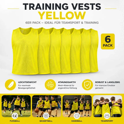 6x Leibchen Training gelb – Trainingsleibchen für Fußballtraining & Teamsport – Fußballtrikot – Detailansicht 5