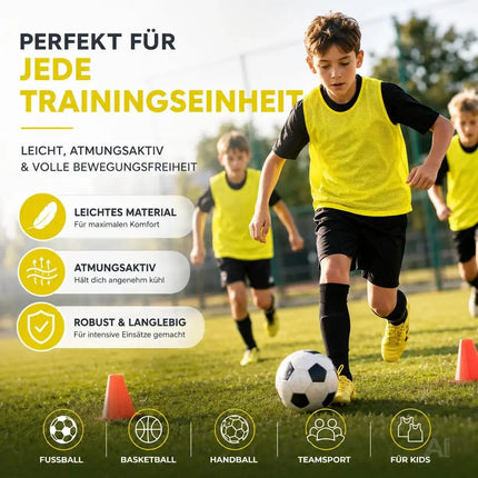 6x Leibchen Training gelb – Trainingsleibchen für Fußballtraining & Teamsport – Fußballtrikot – Detailansicht 7