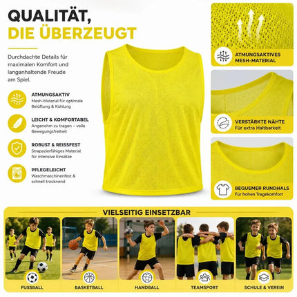 6x Leibchen Training gelb – Trainingsleibchen für Fußballtraining & Teamsport – Fußballtrikot – Detailansicht 8