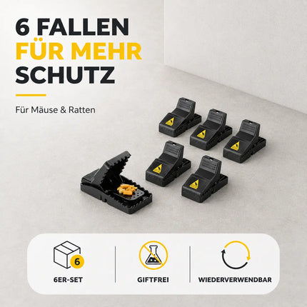 6x Mausefalle Schlagfalle Mousetrap Wühlmausfalle wiederverwendbar Falle für Maus, Ratte