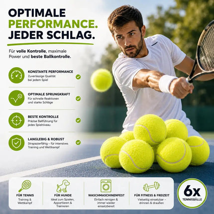 6x Tennisbälle für Wettkampf & Training - Tennisball Tennis gelb für alle Beläge – Detailansicht 4