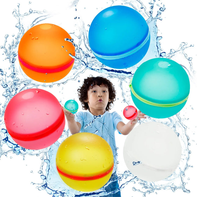 6x Wasserbomben Wiederverwendbar - Schnell befüllbar, Selbstschließend, magnetisch - Für Kinder & Erwachsene