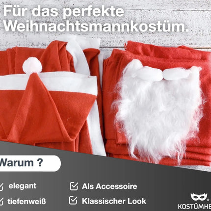 6x Weihnachtsmannbart - Nikolausbart Set weiß Weiss - zum Verkleiden als Nikolaus
