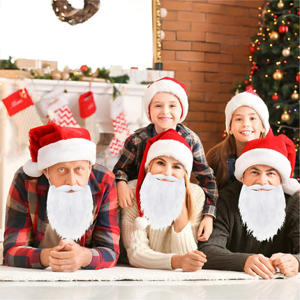 6x Weihnachtsmannbart - Nikolausbart Set weiß Weiss - zum Verkleiden als Nikolaus