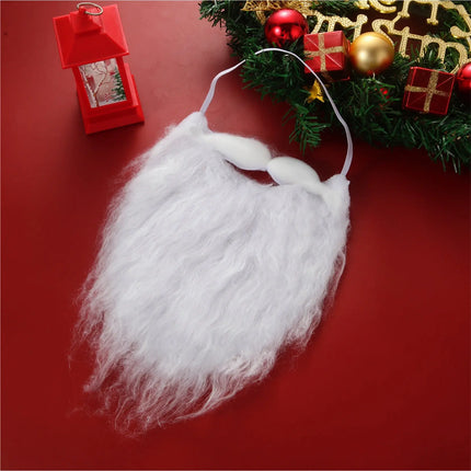 6x Weihnachtsmannbart - Nikolausbart Set weiß Weiss - zum Verkleiden als Nikolaus