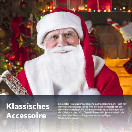 6x Weihnachtsmannbart - Nikolausbart Set weiß Weiss - zum Verkleiden als Nikolaus