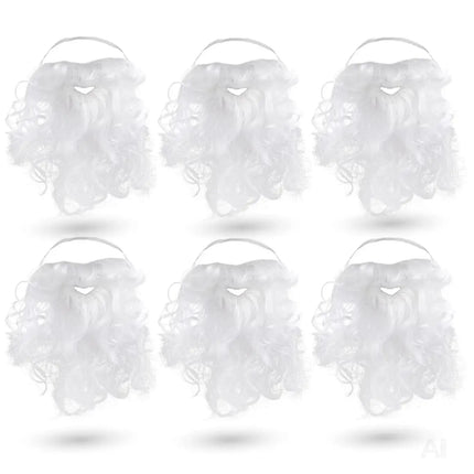 6x Weihnachtsmannbart - Nikolausbart Set weiß Weiß - zum Verkleiden als Nikolaus