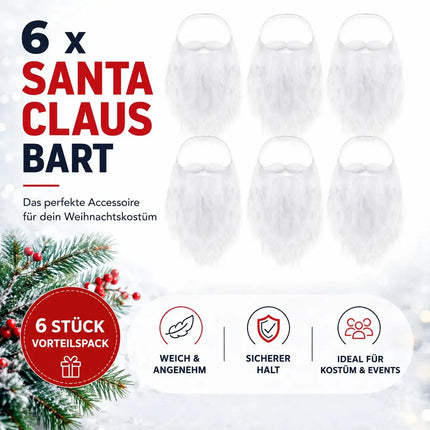6x Weihnachtsmannbart - Nikolausbart Set weiß Weiß - zum Verkleiden als Nikolaus – Detailansicht 3