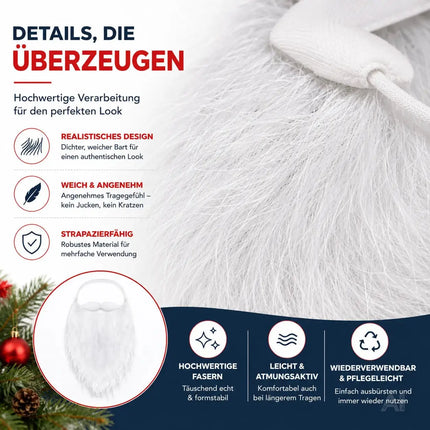 6x Weihnachtsmannbart - Nikolausbart Set weiß Weiß - zum Verkleiden als Nikolaus – Detailansicht 4
