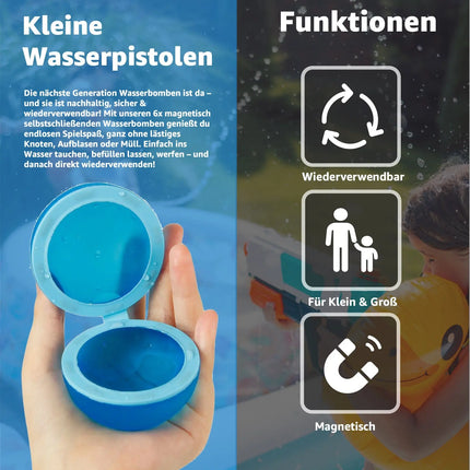 6x Wiederverwendbare Wasserbomben - magnetisch & selbstschließend & schnell befüllbar - Für Kinder & Erwachsene