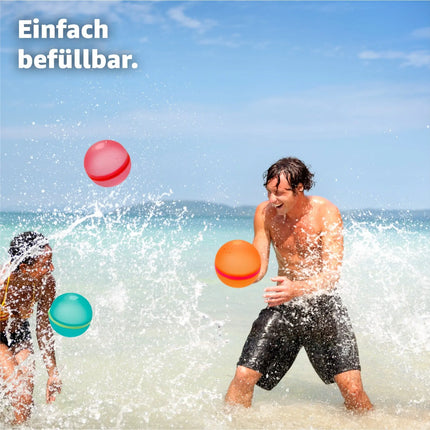 6x Wiederverwendbare Wasserbomben - magnetisch & selbstschließend & schnell befüllbar - Für Kinder & Erwachsene