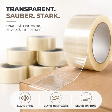 6x transparentes Klebeband 66 Meter extra stark – Packband Paketband Verpackungsband Paketklebeband für Verpackungen wie Pakete & Paketbandabroller