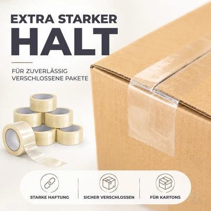 6x transparentes Klebeband 66 Meter extra stark – Packband Paketband Verpackungsband Paketklebeband für Verpackungen wie Pakete & Paketbandabroller