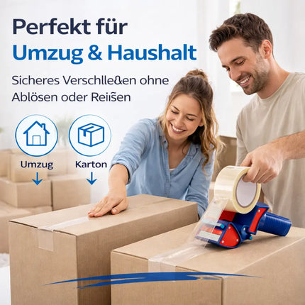 6x transparentes Klebeband 66 m – extra stark – Packband / Paketband / Verpackungsband für Pakete & Kartons – geeignet für Abroller