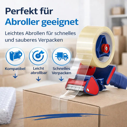 6x transparentes Klebeband 66 m – extra stark – Packband / Paketband / Verpackungsband für Pakete & Kartons – geeignet für Abroller