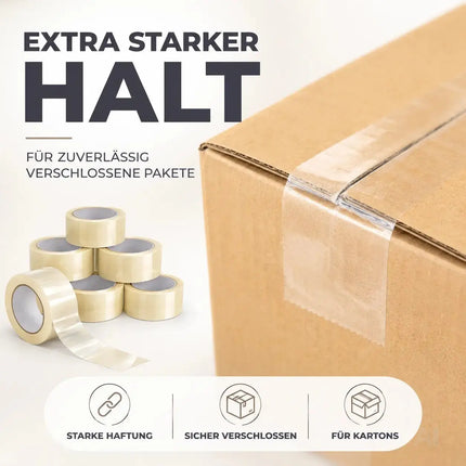 6x transparentes Klebeband 66 m – extra stark – Packband / Paketband / Verpackungsband für Pakete & Kartons – geeignet für Abroller