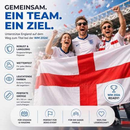 Englische Flagge mit rotem Kreuz auf weißem Grund – von Fußballfans gehalten