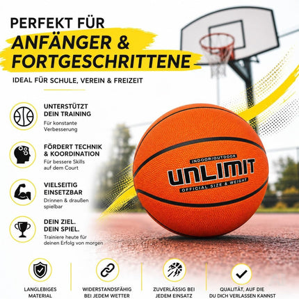 Orangefarbener Basketball Größe 5 aus Gummi – Produktmotiv 5