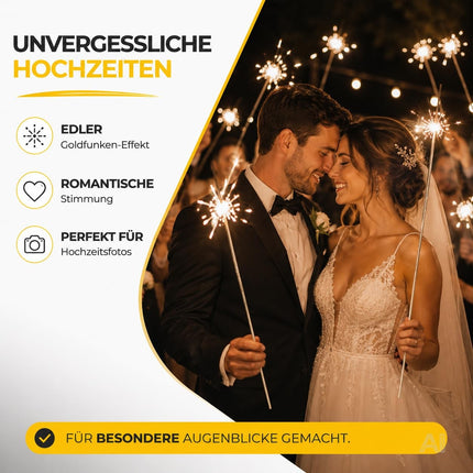 Wunderkerzen, 28 cm – von einem Hochzeitspaar gehalten