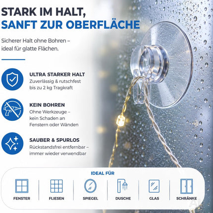 20x Lichterkette Saugnäpfe Saughaken - Saugnapfhalter mit Schlitz für Lichterkette