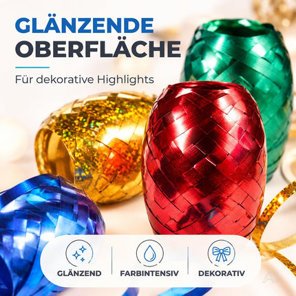 18er Ringelband Set mit bunten Farben je 20 Meter - Geschenkband Kräuselband
