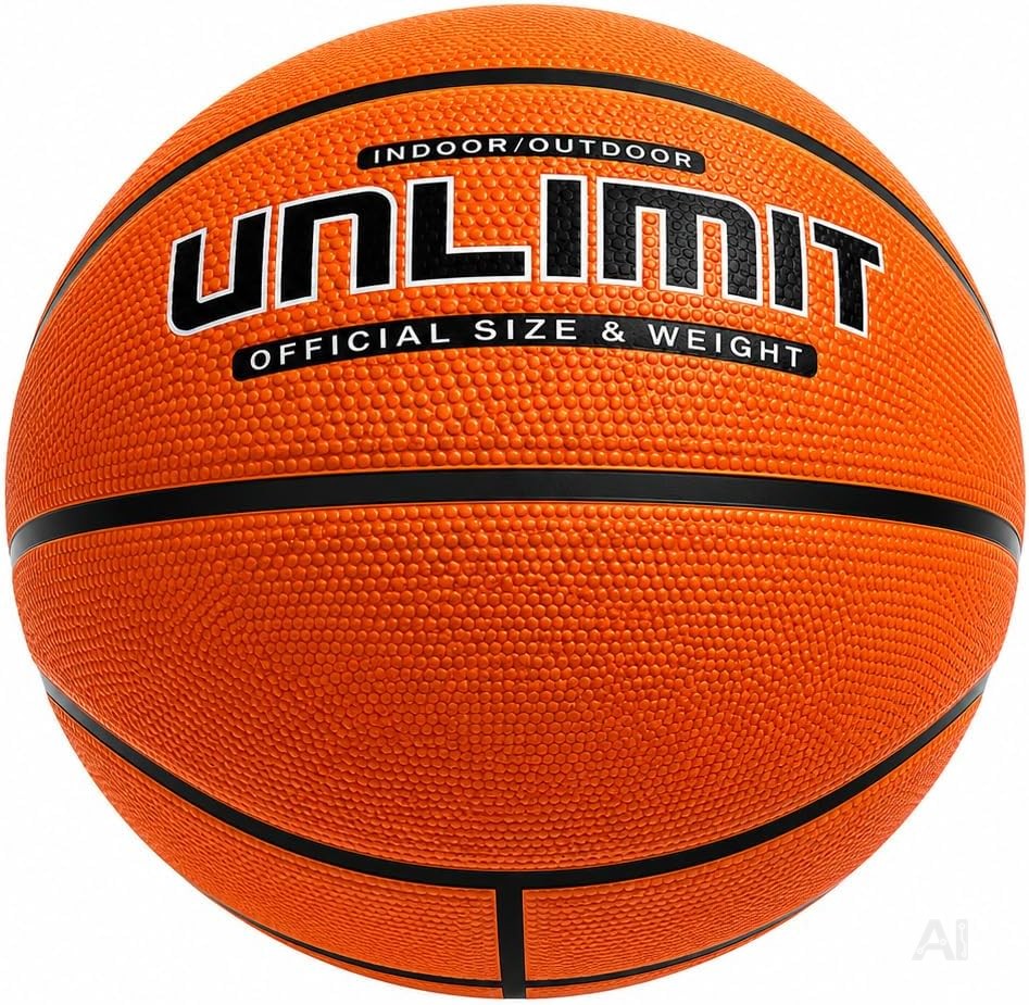 Basketball Größe 5 – Robuster Anfängerball und Trainingsball aus Gummi in Orange mit griffiger, strukturierter Oberfläche für Kinder und Erwachsene zum Dribbeln, Passen und Werfen im Freien (Basketball)