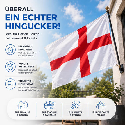 Englische Flagge mit rotem Kreuz auf weißem Grund