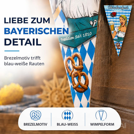 XXL 150 x 90 cm Oktoberfest Wimpel Dreieck Wiesn Deko Dekoration zum Aufhängen für Ihr Oktoberfest Dahoam