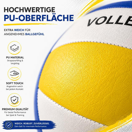 Volleyball Größe 5 – weicher Freizeitball in Gelb mit buntem Muster – Produktmotiv 6