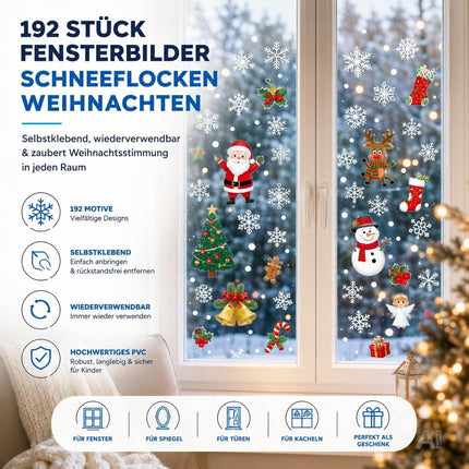 Bunte Weihnachts-Fensterbilder Modell 2 mit Weihnachtsmann, Schneemann und Rentier – Produktmotiv 5