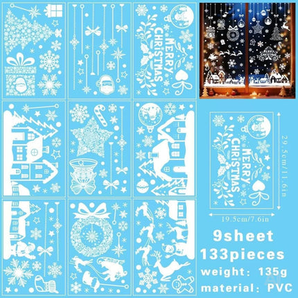 Weiße Weihnachts-Fensterbilder Modell 3 mit Rentieren und Schneeflocken – Produktmotiv 8