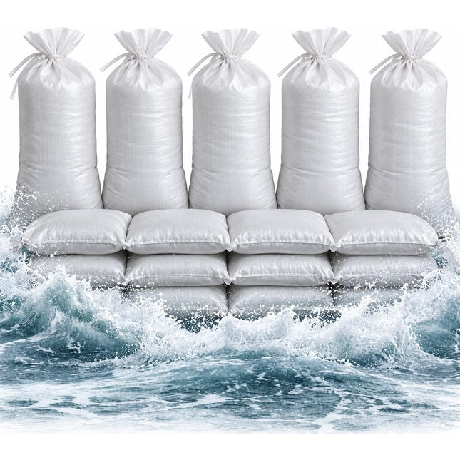 10x Sandsack 40x60 cm zum Wasserschutz bei Hochwasser - Hochwasserschutz mit Schnürband - Sack & Gewebesack ungefüllt
