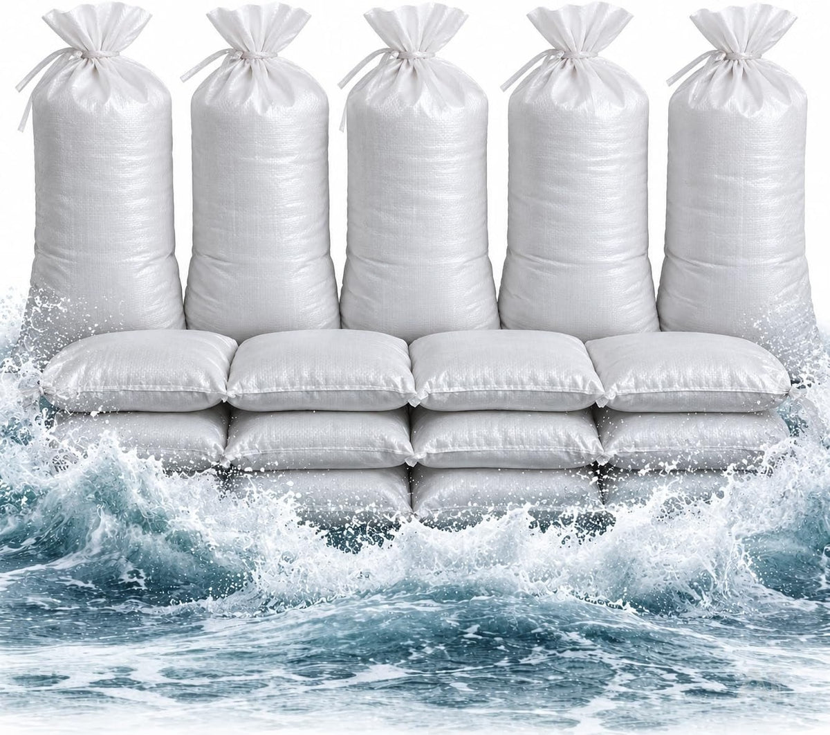 10x Sandsack 40x60 cm zum Wasserschutz bei Hochwasser - Hochwasserschutz mit Schnürband - Sack & Gewebesack ungefüllt