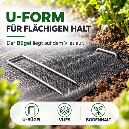 U-Form der Bodenanker zur flächigen Befestigung von Vlies