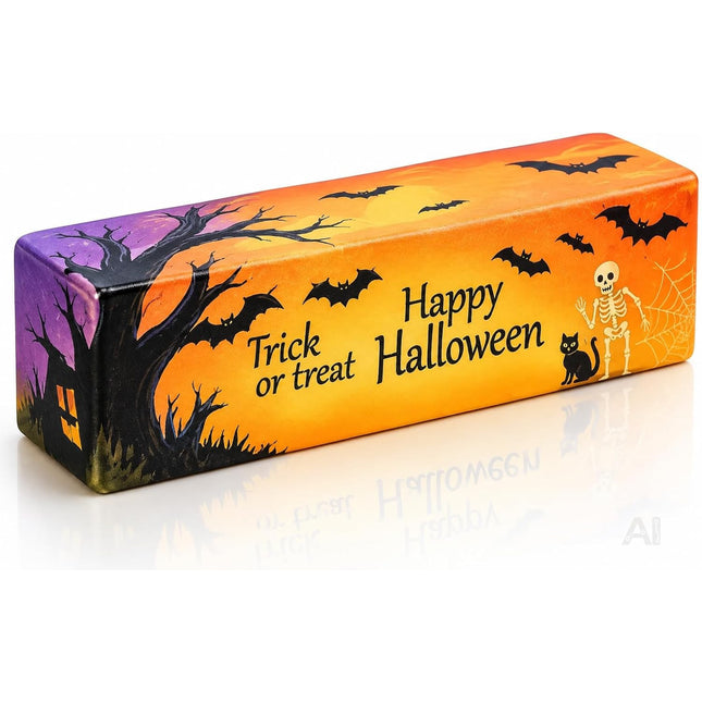 Butter Squishy Halloween 01 in Orange mit Fledermäusen und Gruselmotiven