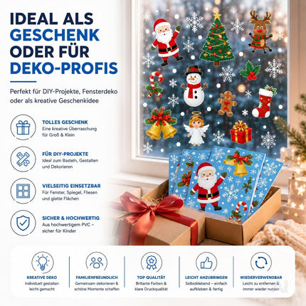 Bunte Weihnachts-Fensterbilder Modell 2 mit Weihnachtsmann, Schneemann und Rentier – Produktmotiv 6