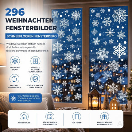 Weiße Schneeflocken-Fensterbilder Modell 4 für winterliche Glasdekoration – Produktmotiv 2
