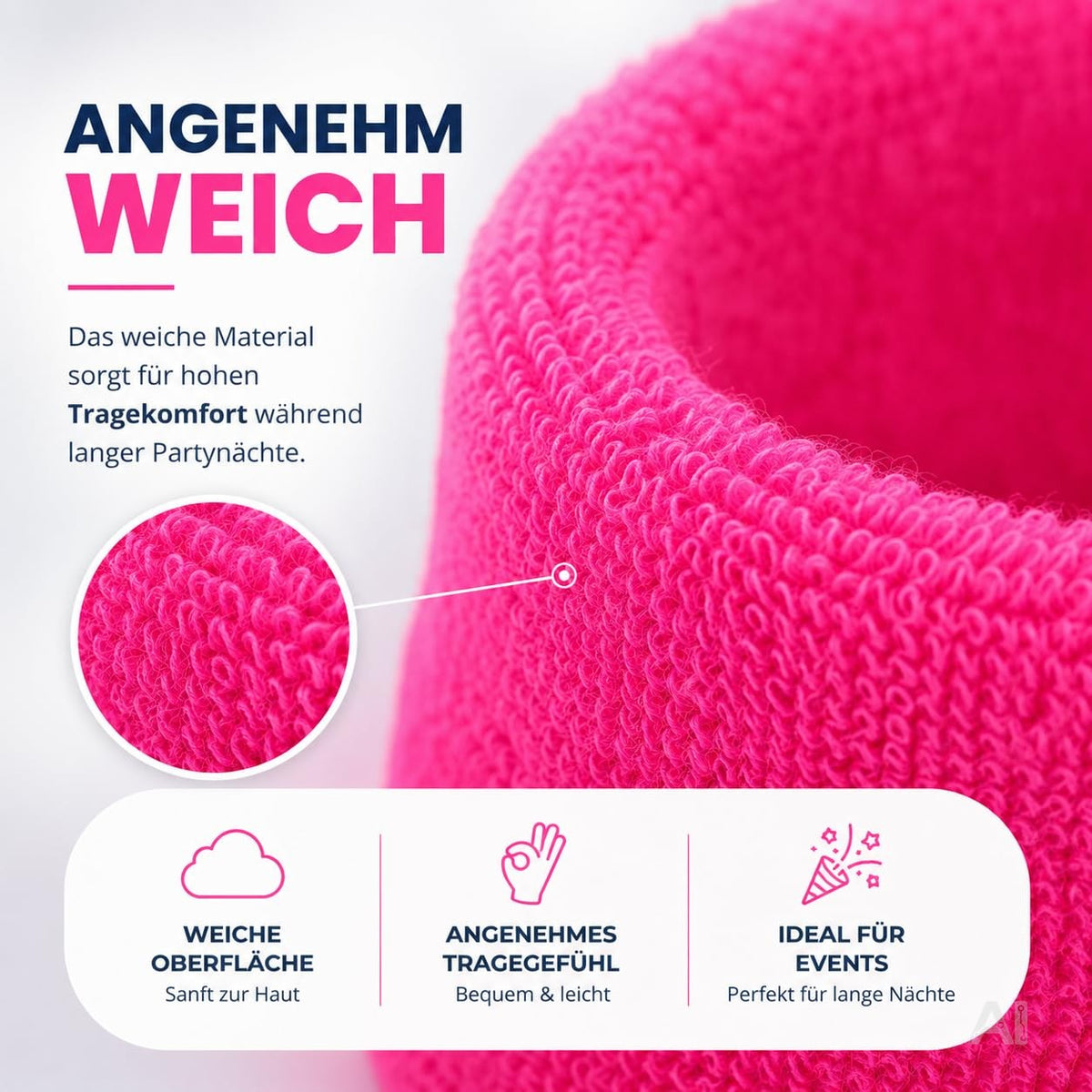 Pinke Stirn- und Schweißbänder – Nahaufnahme des Textilgewebes