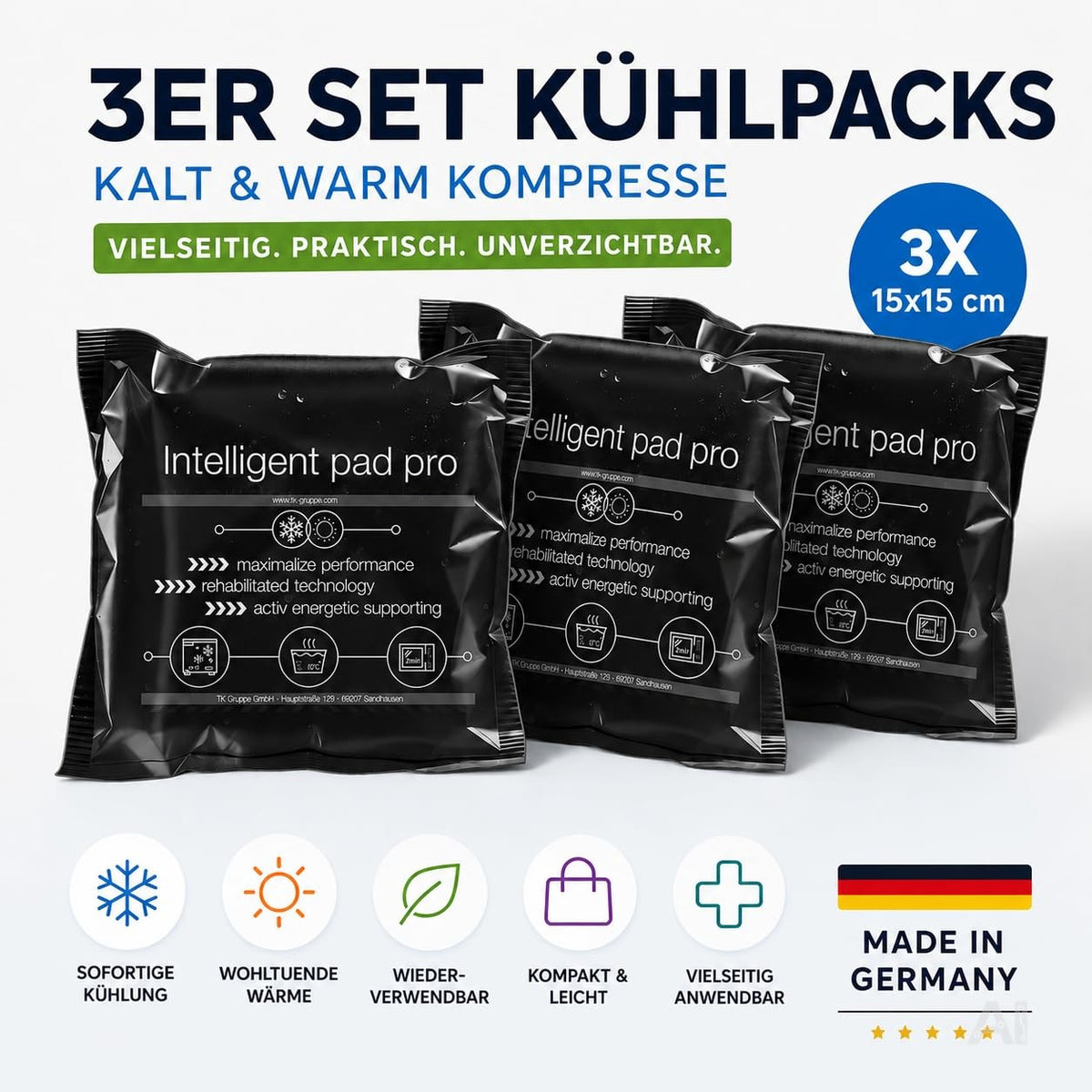 Schwarze Kalt-Warm-Kompressen