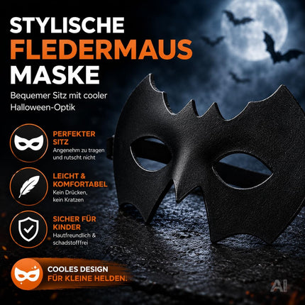 Fledermaus Kostüm Kinder – 4 in 1 Halloween Set ab 3 Jahren