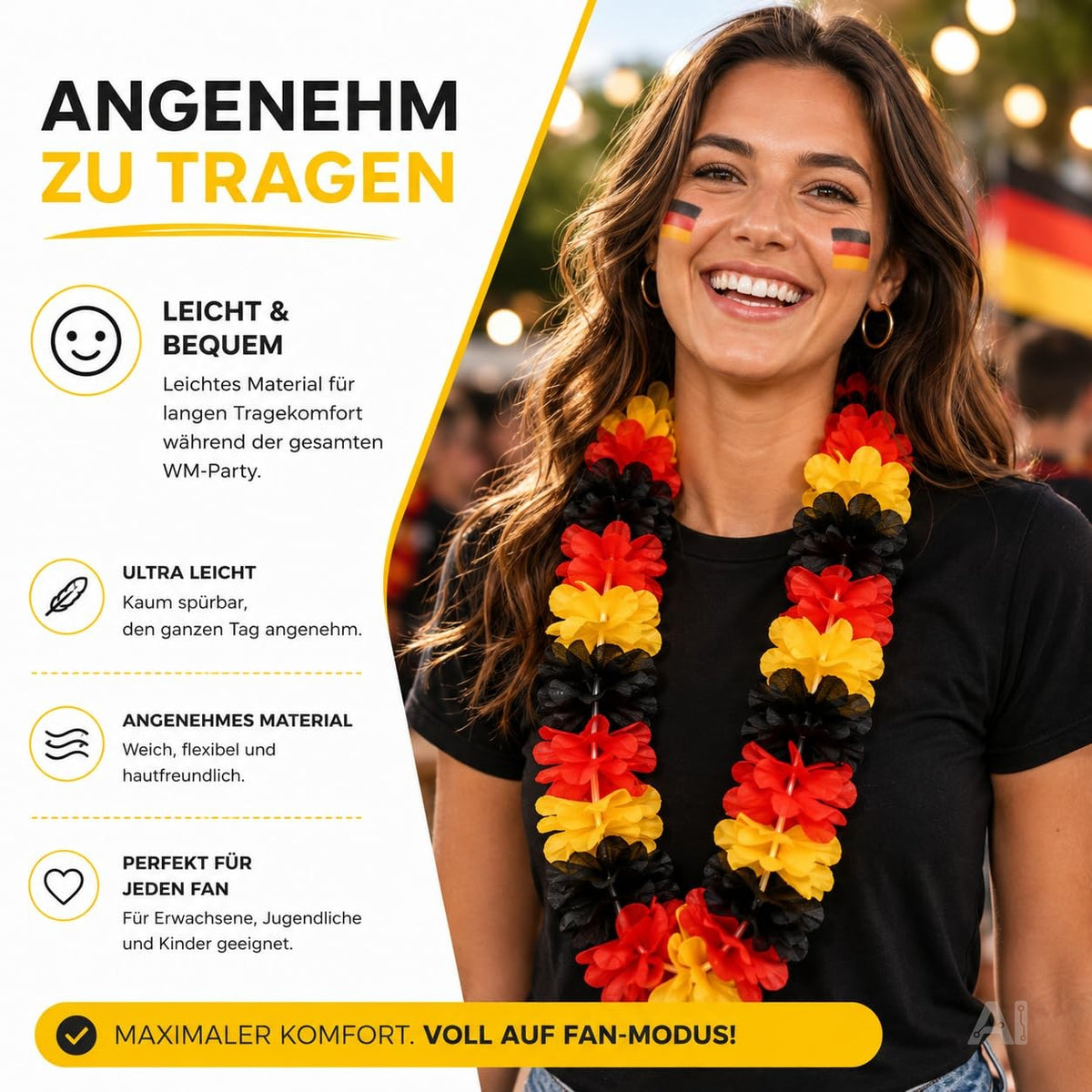 Deutschland-Blumenketten in Schwarz-Rot-Gold
