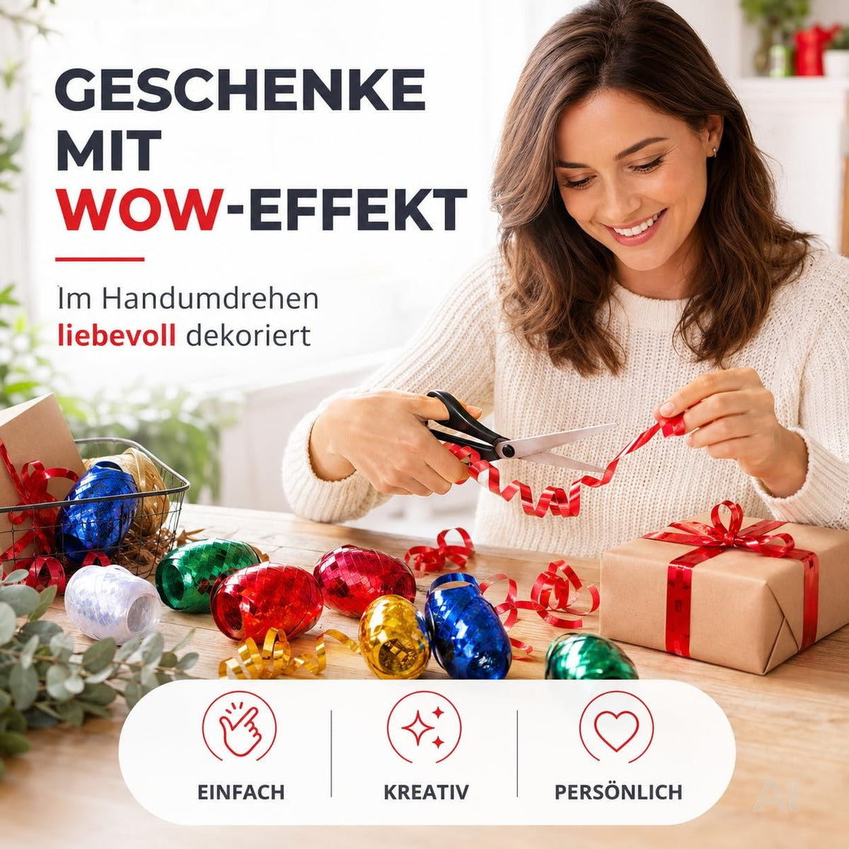 18er Ringelband Set mit bunten Farben je 20 Meter - Geschenkband Kräuselband