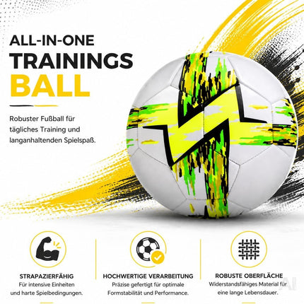 Fußball Größe 5 in Weiß mit grün-gelbem Muster – Motiv 8